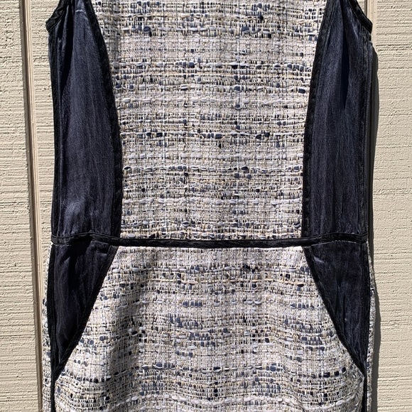 Theory Waldia Alluring Tweed Satin Panel Sheath Dress - Picture 6 of 13